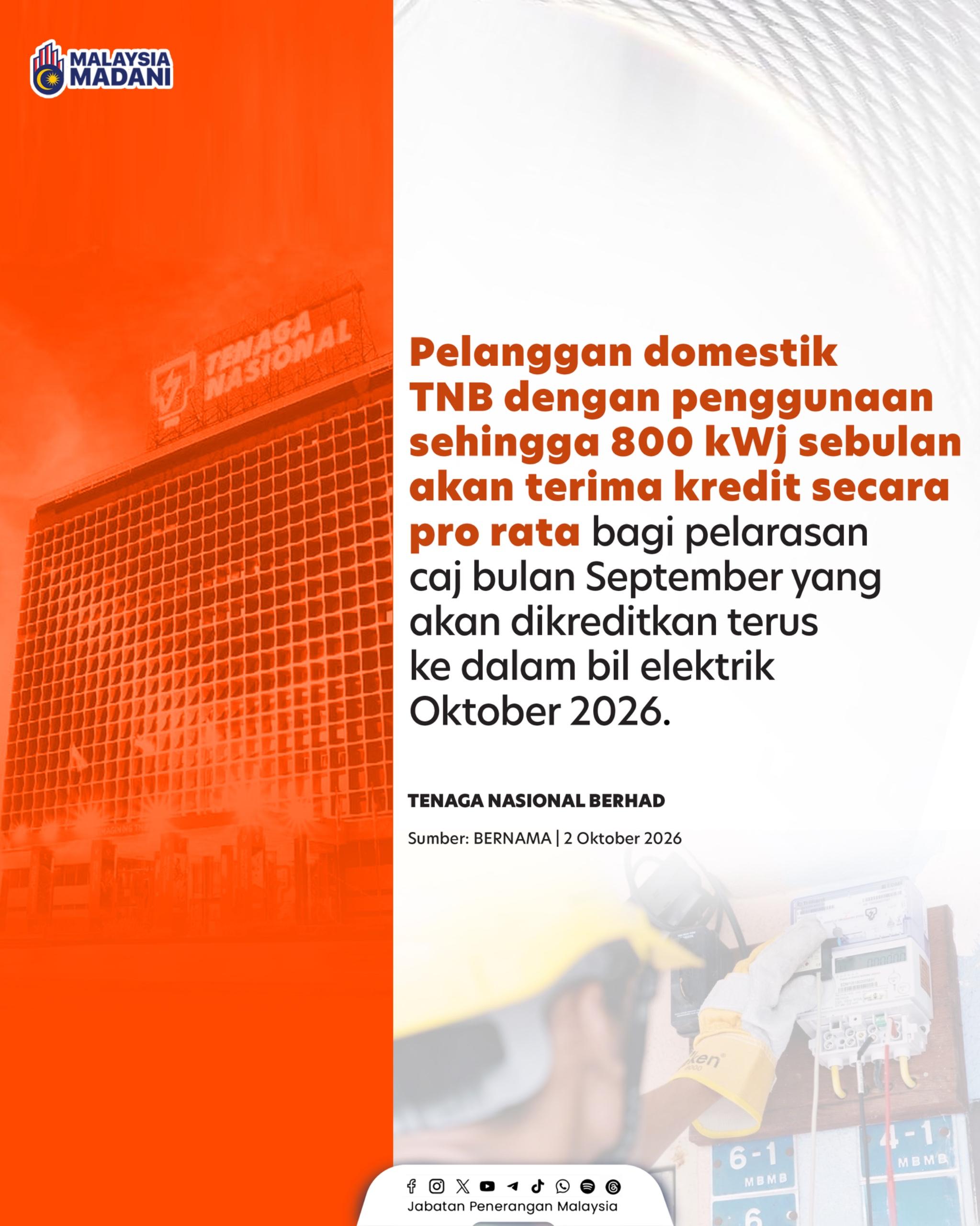 PELARASAN CAJ TNB BULAN SEPTEMBER