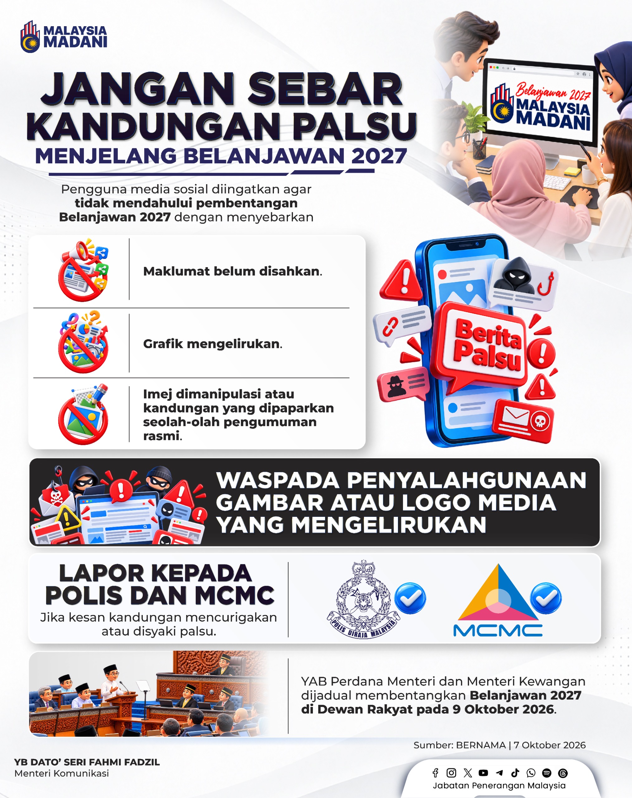 JANGAN SEBAR KANDUNGAN PALSU MENJELANG BELANJAWAN 2027