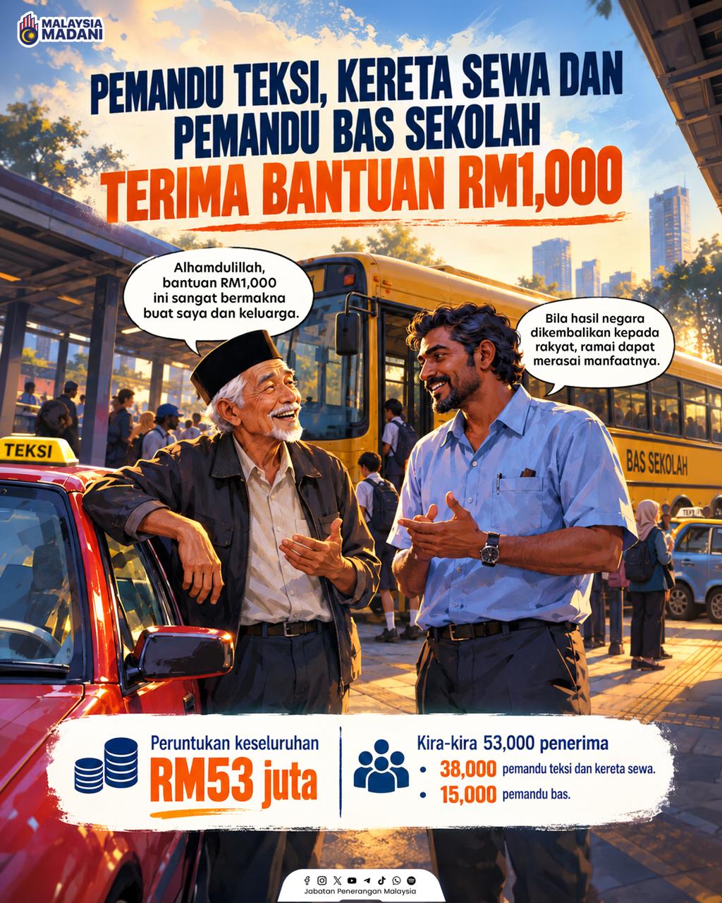BANTUAN KEPADA PEMANDU TEKSI, KERETA SEWA DAN PEMANDU BAS SEKOLAH