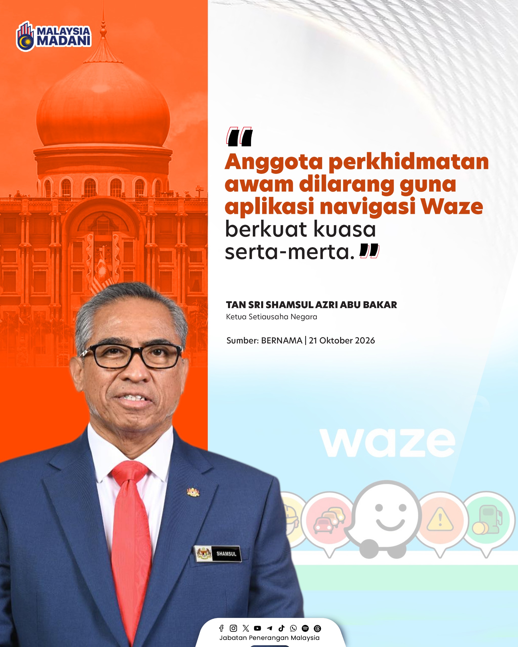 DILARANG GUNA APLIKASI NAVIGASI WAZE