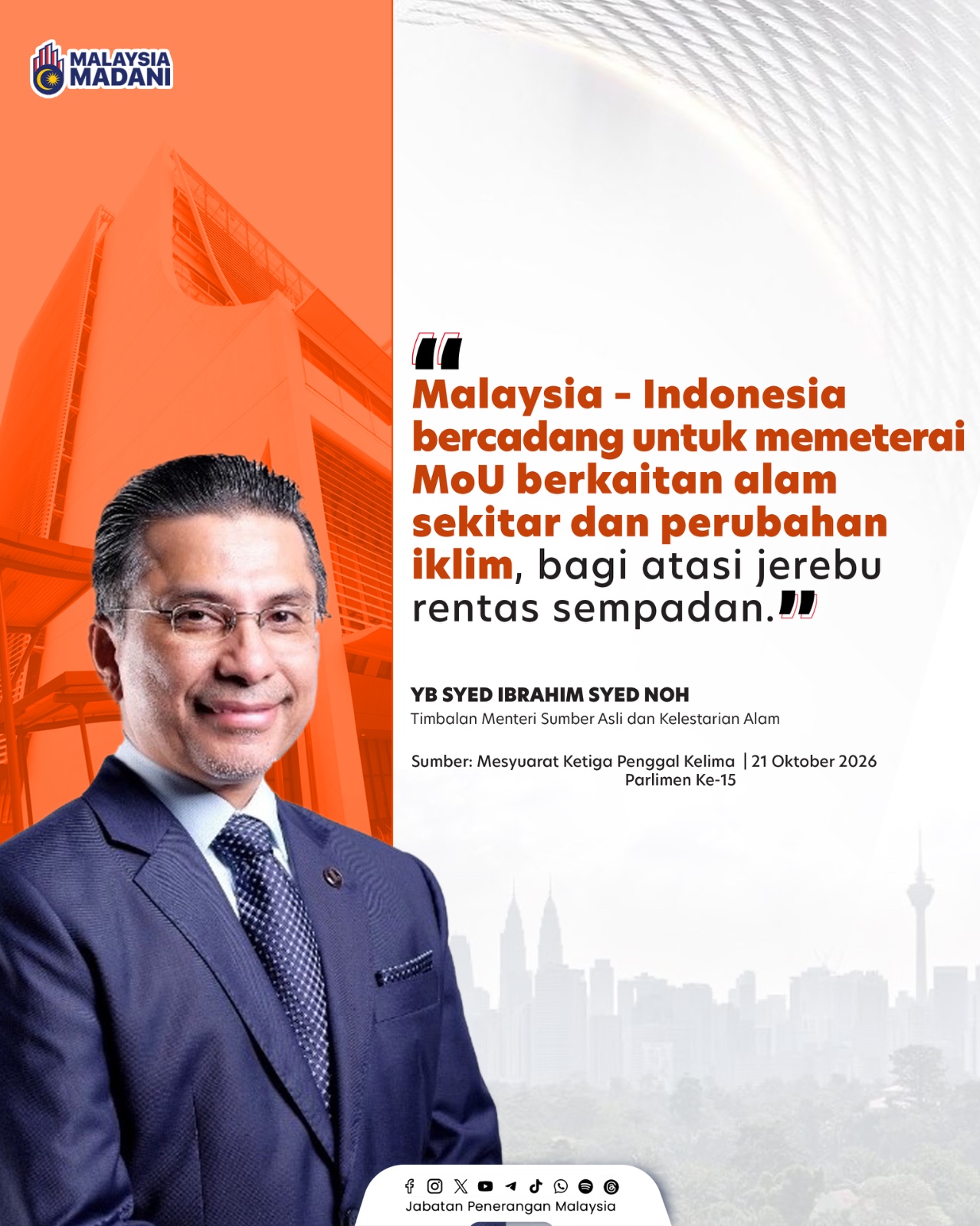 MOU BERKAITAN ALAM SEKITAR DAN PERUBAHAN IKLIM