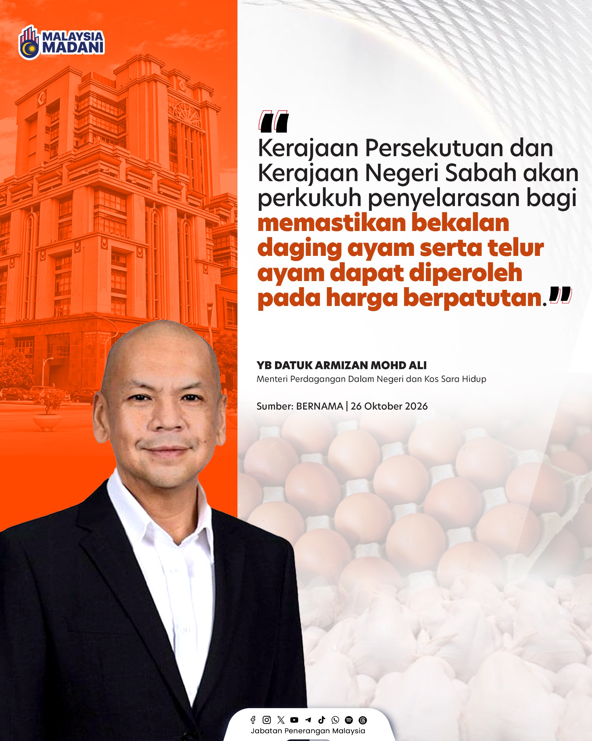 PENYELARASAN BEKALAN AYAM SERTA TELUR AYAM